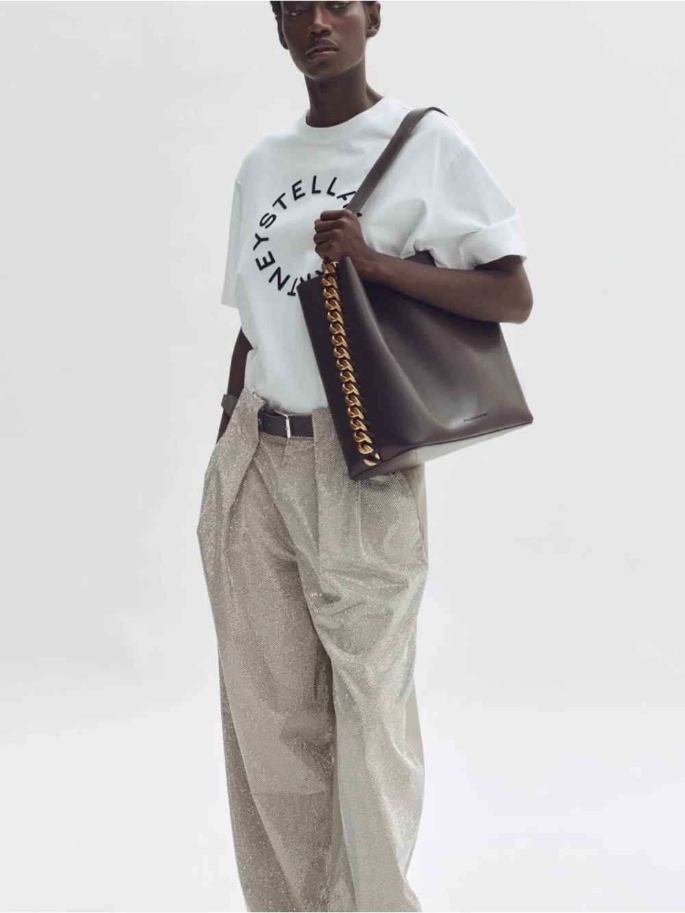 Stella McCartney and H&M collaboration Black Shoulder Bag with Gold Chain Sides - Picture 4 of 5